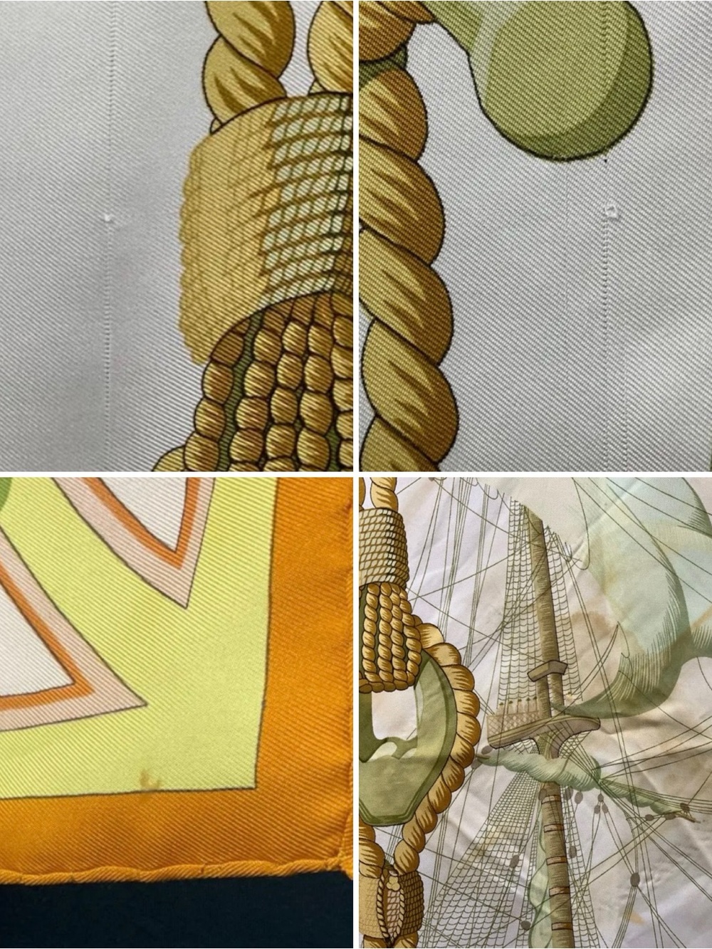 Hermes Tribord Silk Scarf Carré 90 Nautical Ship Pastel Vintage - Picture 12 of 13